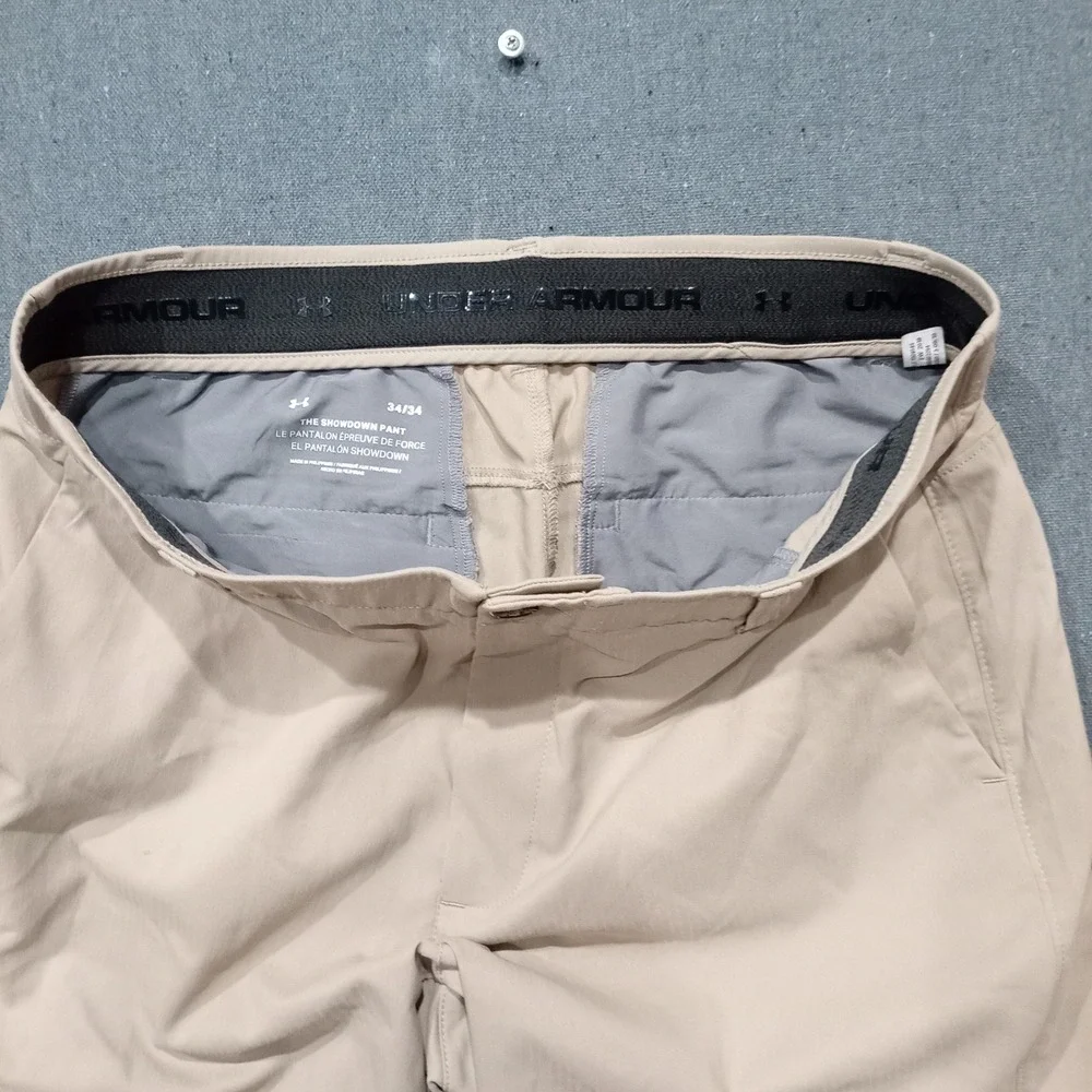 Under Armour Showdown Golf Pants Mens 34x34 Tan Khaki Tapered Leg 1309545